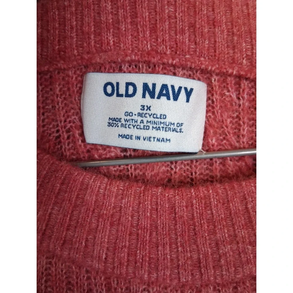 NEW‎ Old Navy Womens Sweater 3X Pink Wool Blend Ruffle Collar Crop Soft Stretch
